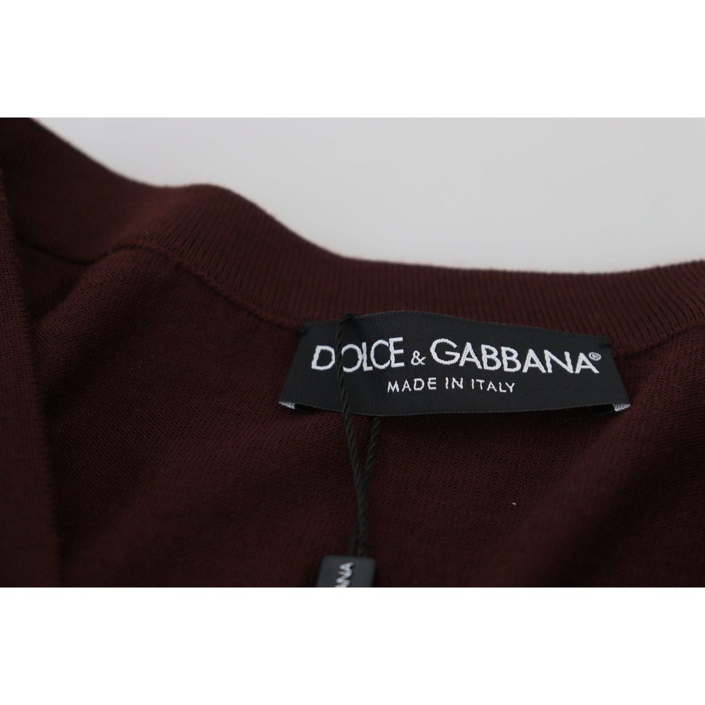 Dolce & Gabbana Maroon Wool Knit Deep V-neck Cardigan Sweater TSH83699- 40