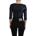 Dolce & Gabbana Black Cotton Stretch Open Chest 3/4 Sleeve Top TSH83726- 40