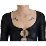 Dolce & Gabbana Black Cotton Stretch Open Chest 3/4 Sleeve Top TSH83726- 40