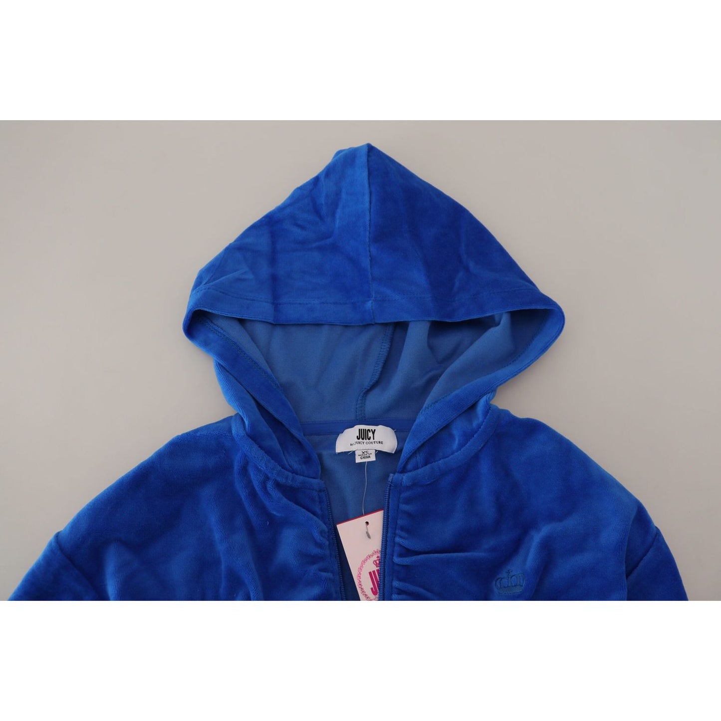 Juicy Couture Blue Cotton Full Zip Cropped Hooded Sweatshirt Sweater TSH83370-38