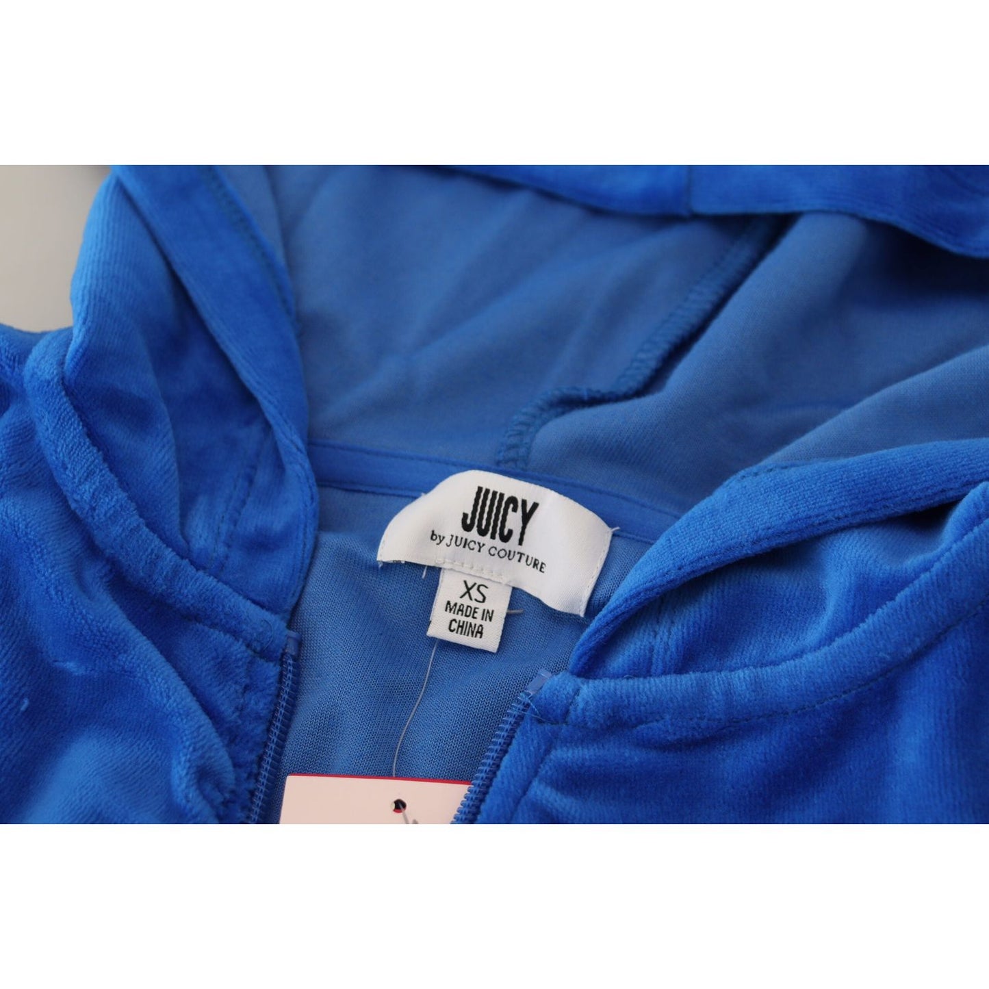 Juicy Couture Blue Cotton Full Zip Cropped Hooded Sweatshirt Sweater TSH83370-38