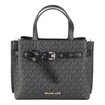 Michael Kors Emilia Small Black Signature PVC Satchel Crossbody Handbag Purse 64874