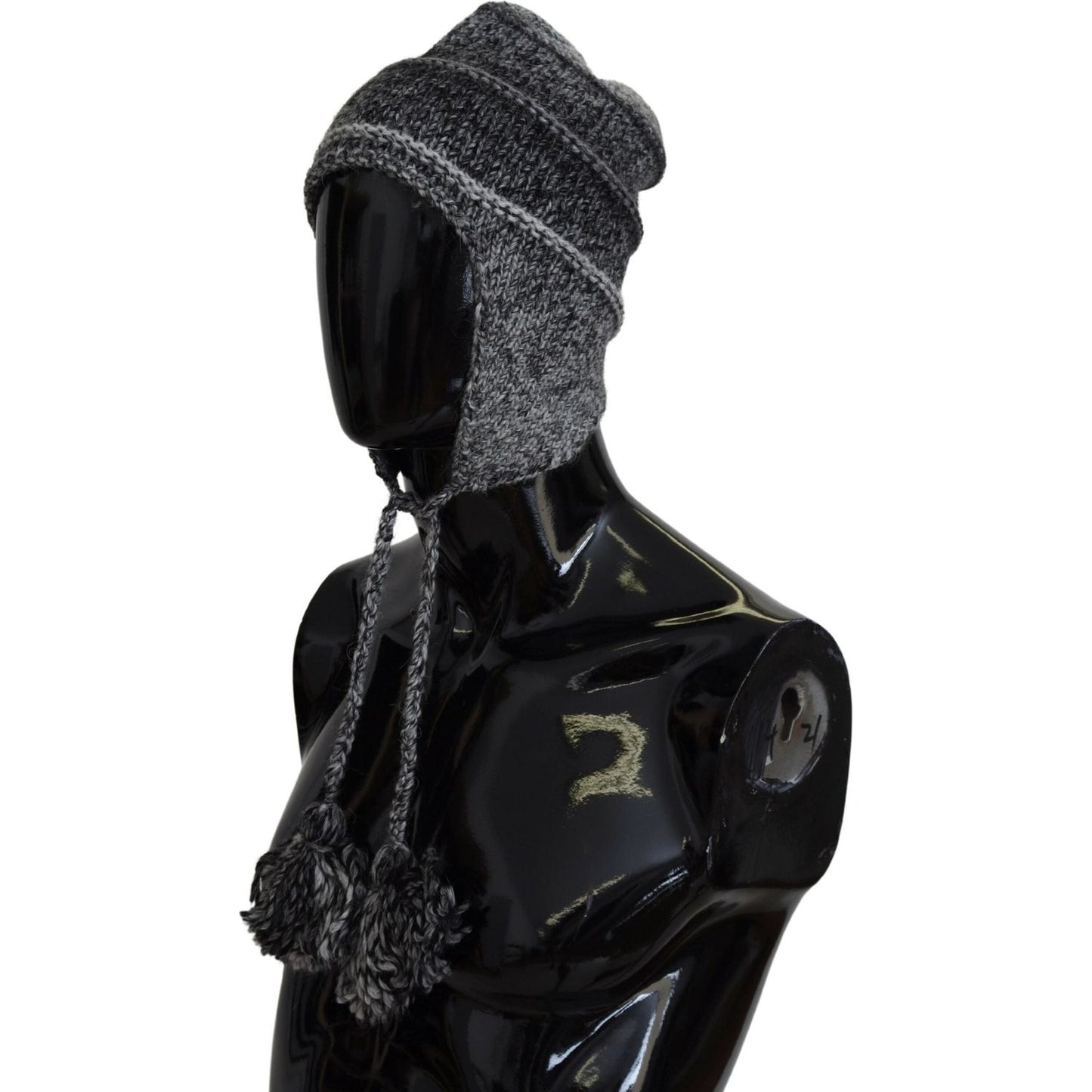 Dolce & Gabbana Gray Warm Fleece Ear Flaps Knit Beanie Hat HAT9490