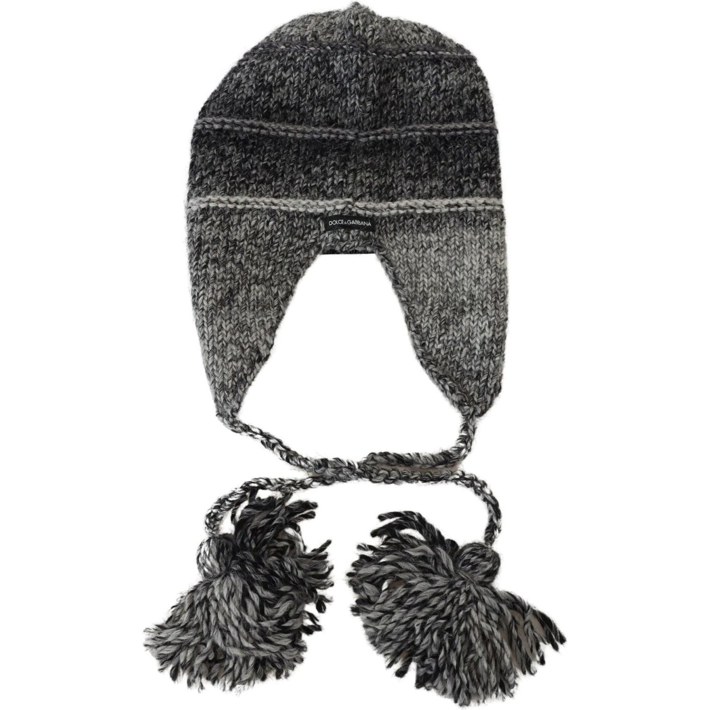 Dolce & Gabbana Gray Warm Fleece Ear Flaps Knit Beanie Hat HAT9490