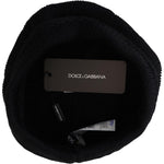 Dolce & Gabbana Black Virgin Wool Women Winter Beanie Cap Hat HAT9448
