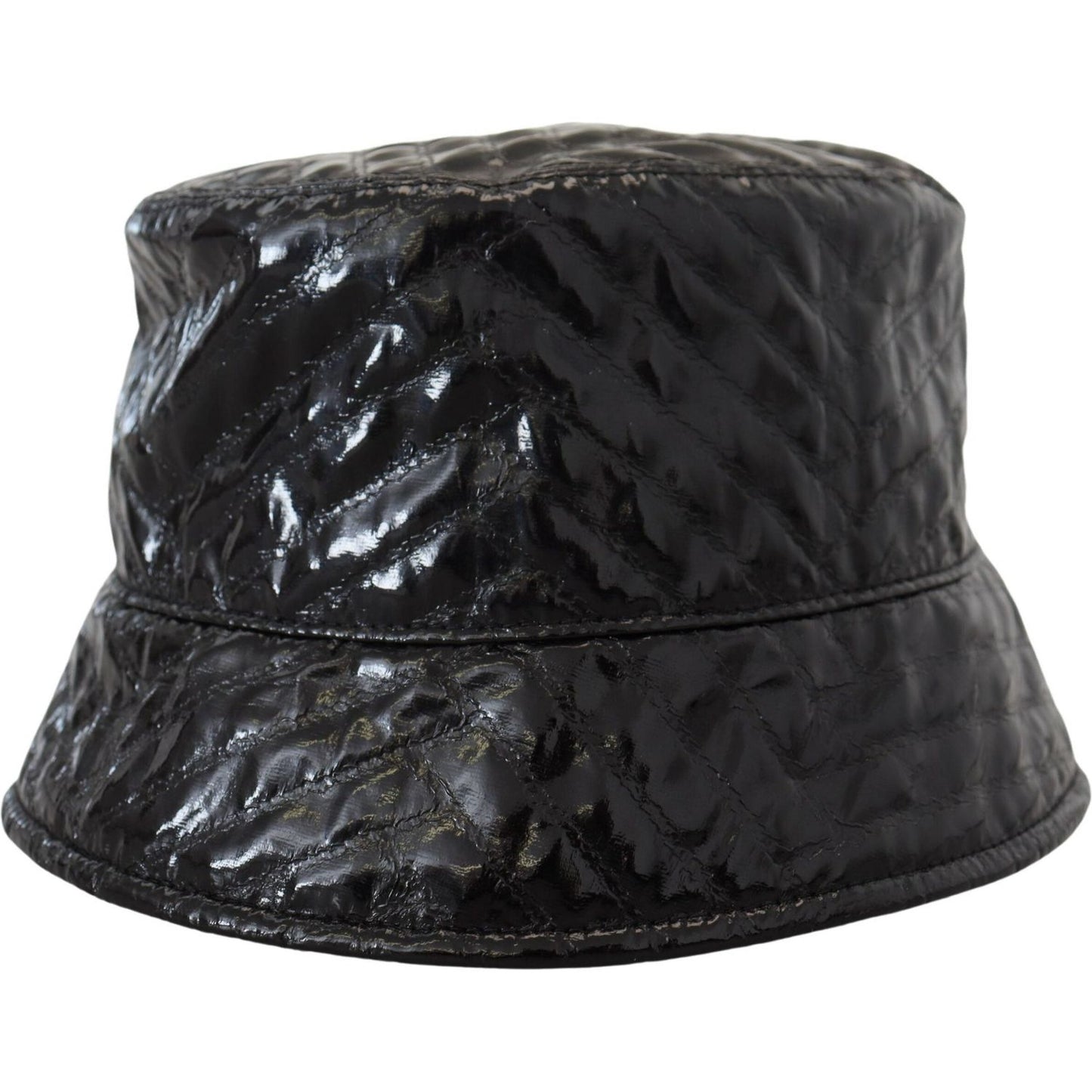 Dolce & Gabbana Black Quilted Faux Leather Women Bucket Cap Hat HAT9467-57