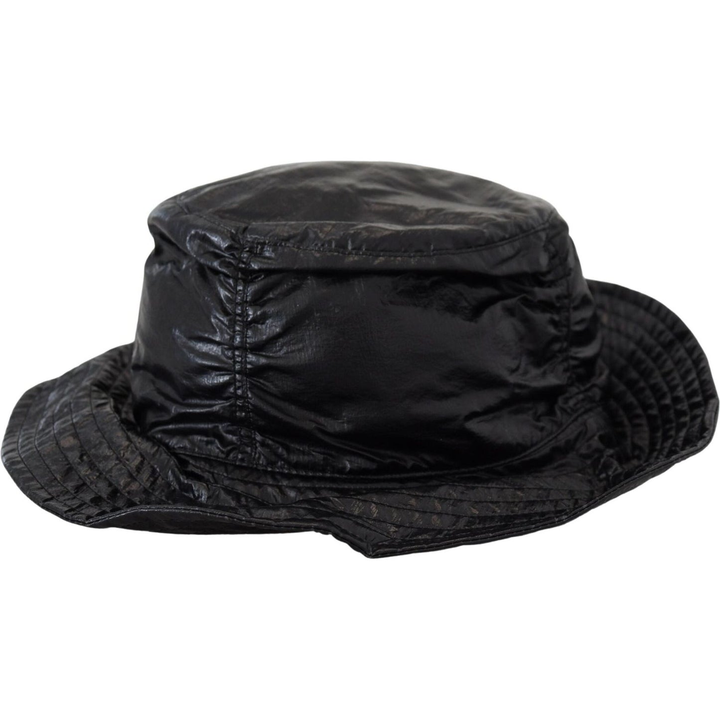 Dolce & Gabbana Black Quilted Faux Leather Women Bucket Cap Hat HAT9468-57