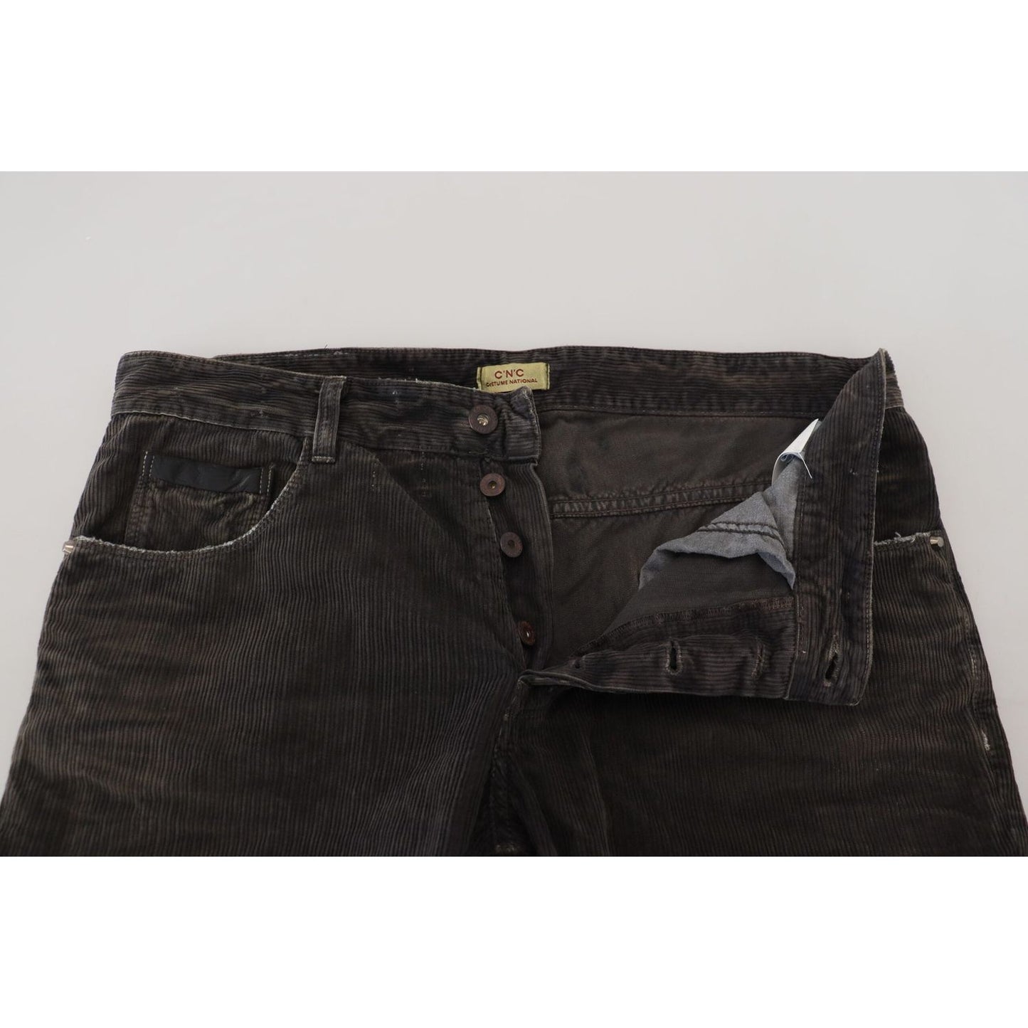 Costume National Gray Cotton Corduroy Men Casual Jeans PAN74676-48