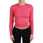 Dolce & Gabbana Pink Silk Cropped Crewneck Pullover Sweater TSH83941- 36