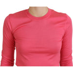 Dolce & Gabbana Pink Silk Cropped Crewneck Pullover Sweater TSH83941- 36