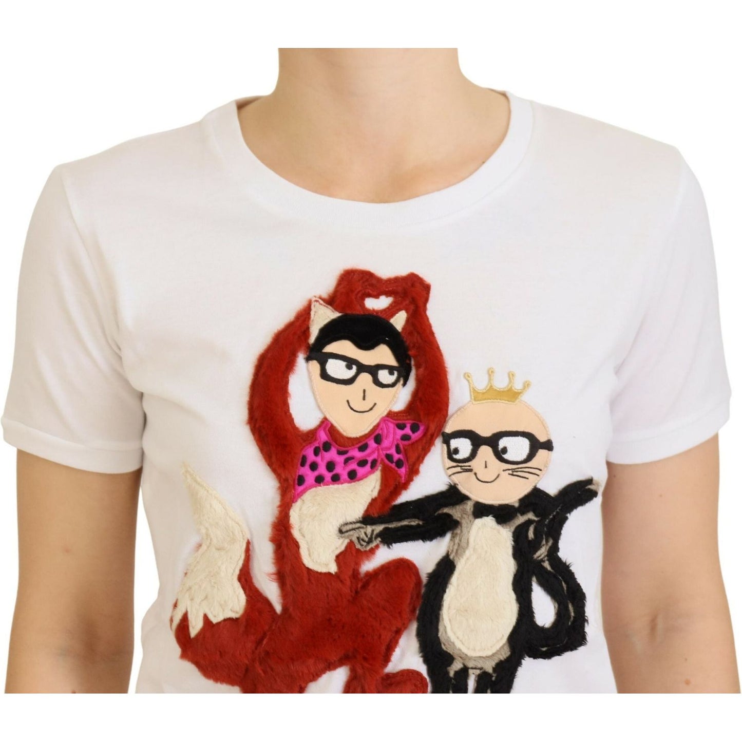 Dolce & Gabbana T-shirt Top White Textured Short Sleeve TSH83663 -40