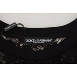 Dolce & Gabbana Black Floral Lace Cotton Shift Mini Dress DR28864 -40