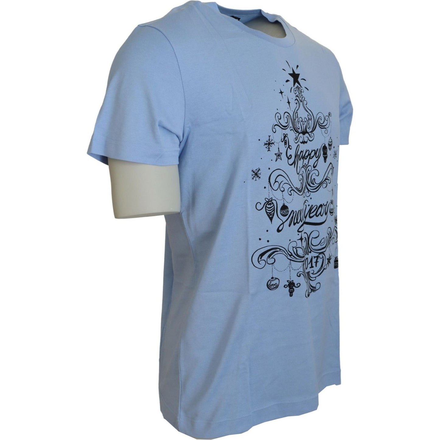 Dolce & Gabbana Light Blue Happy New Year 2017 Cotton T-shirt TSH83826- 50