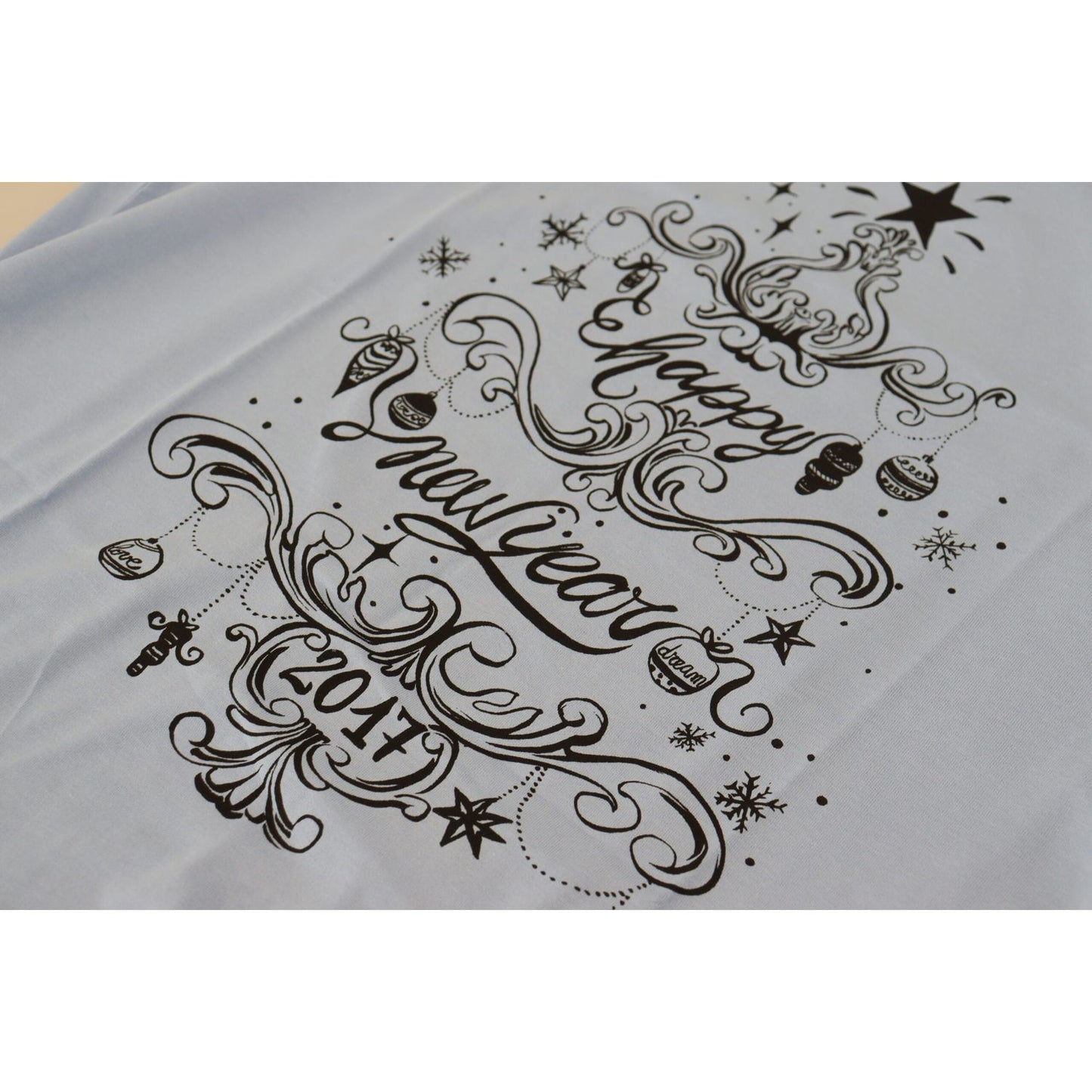 Dolce & Gabbana Light Blue Happy New Year 2017 Cotton T-shirt TSH83826- 50