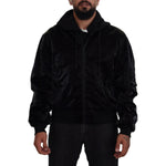 Dolce & Gabbana Black Nylon Hooded Full Zip Bomber Jacket JKT3610-48