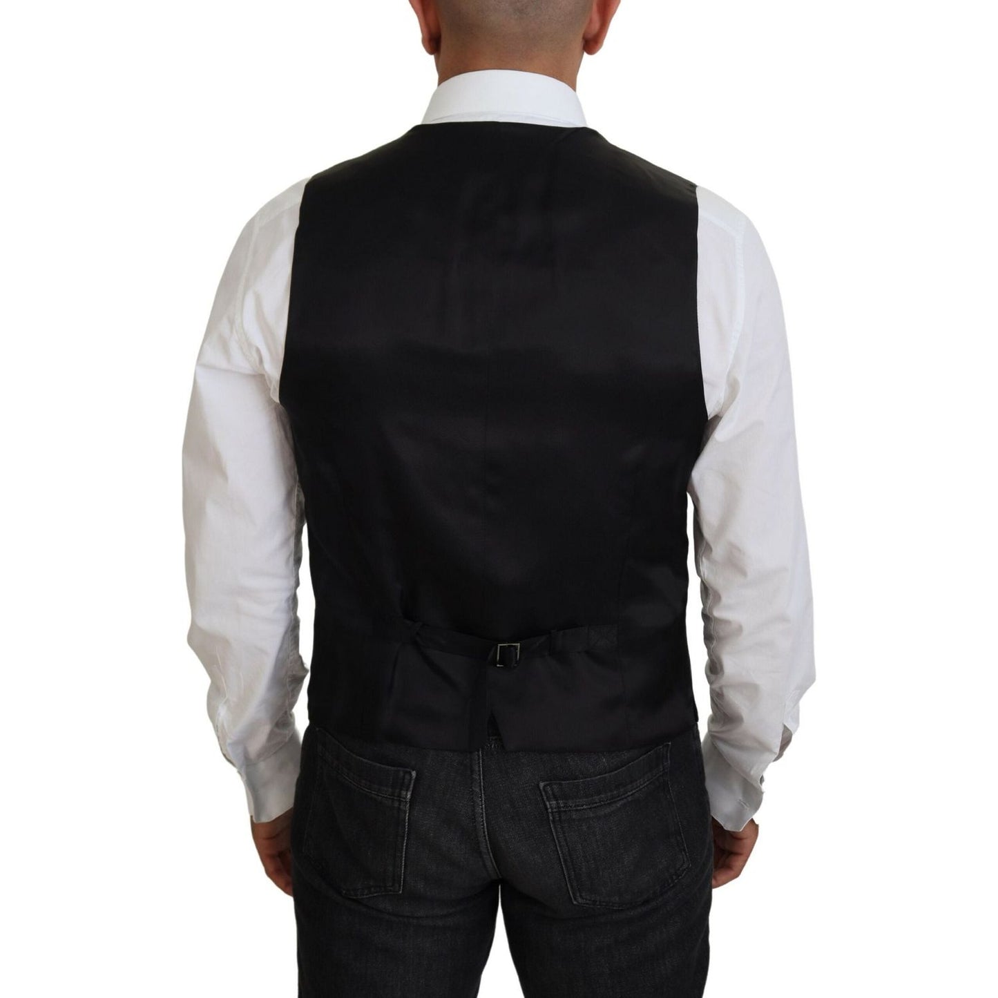 Dolce & Gabbana Black Virgin Wool Waistcoat Formal Vest TSH83841-52