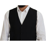 Dolce & Gabbana Black Virgin Wool Waistcoat Formal Vest TSH83841-52
