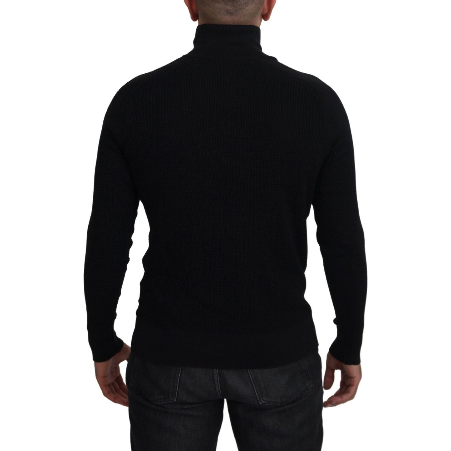 Dolce & Gabbana Black Silk Turtle Neck Pullover Sweater TSH83962-54