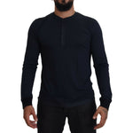 Dolce & Gabbana Blue Cotton Button Crewneck Pullover Sweater TSH84059-46