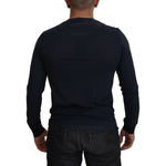 Dolce & Gabbana Blue Cotton Button Crewneck Pullover Sweater TSH84059-46