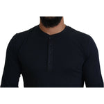 Dolce & Gabbana Blue Cotton Button Crewneck Pullover Sweater TSH84059-46