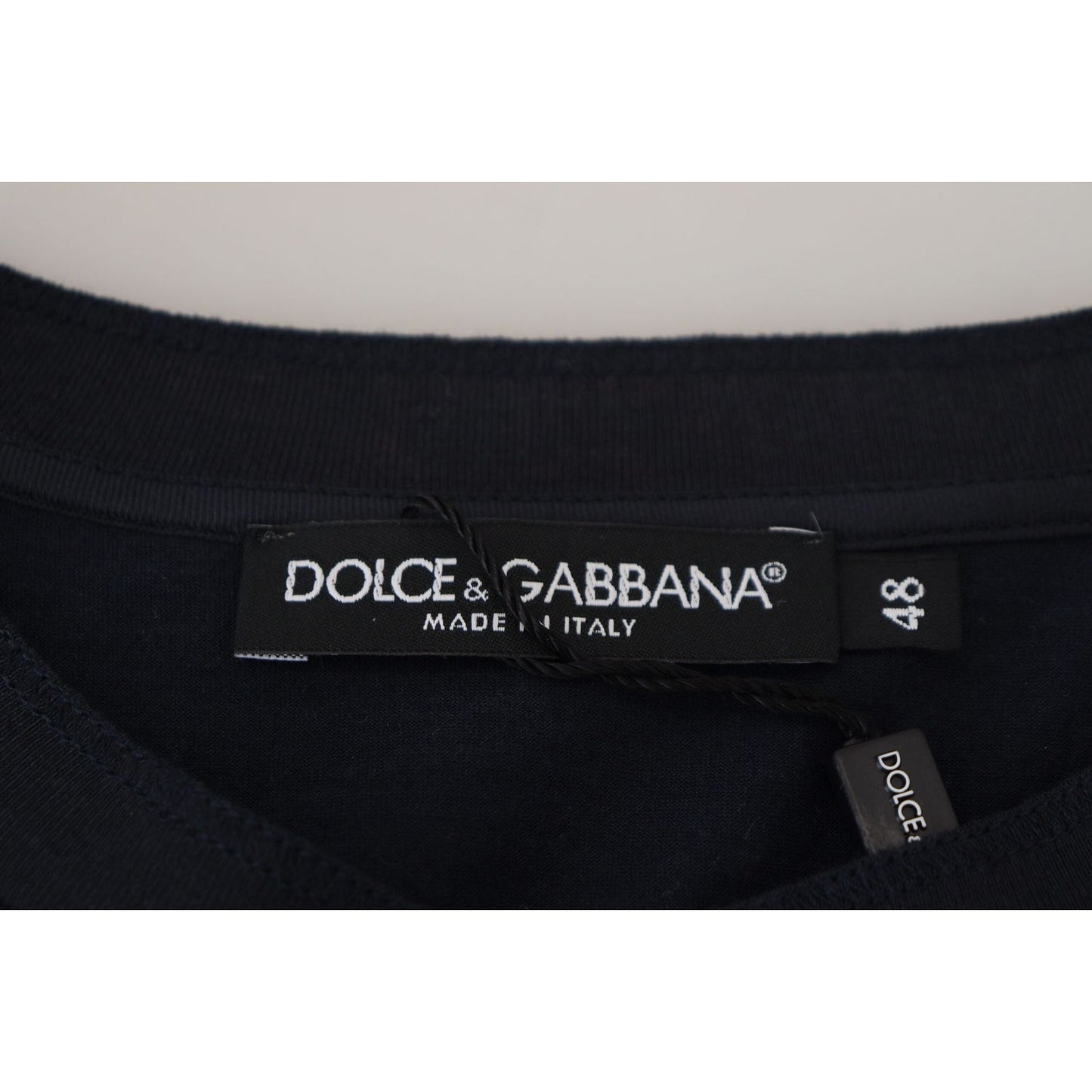 Dolce & Gabbana Blue Cotton Button Crewneck Pullover Sweater TSH84059-46