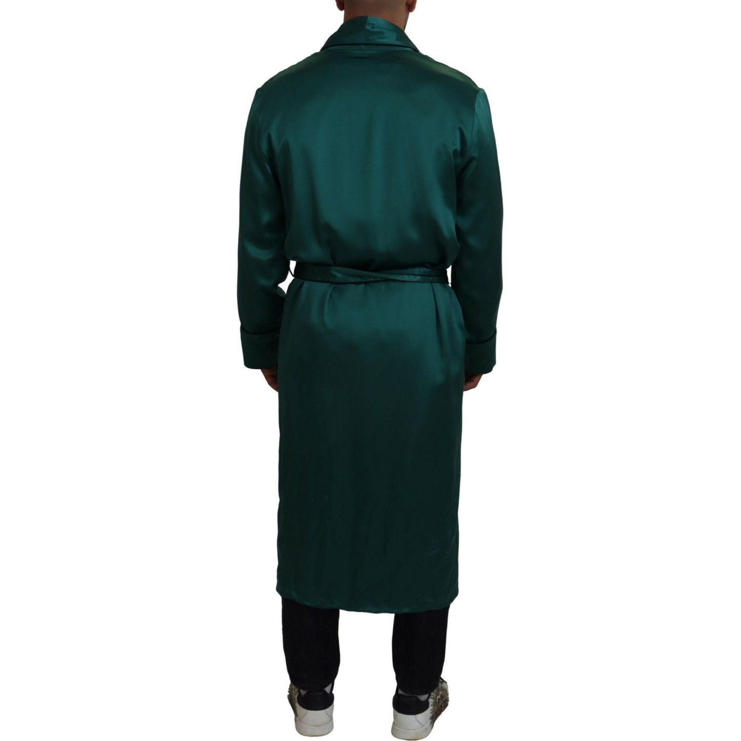 Dolce & Gabbana Green Silk Waist Belt Robe Sleepwear JKT3588-46