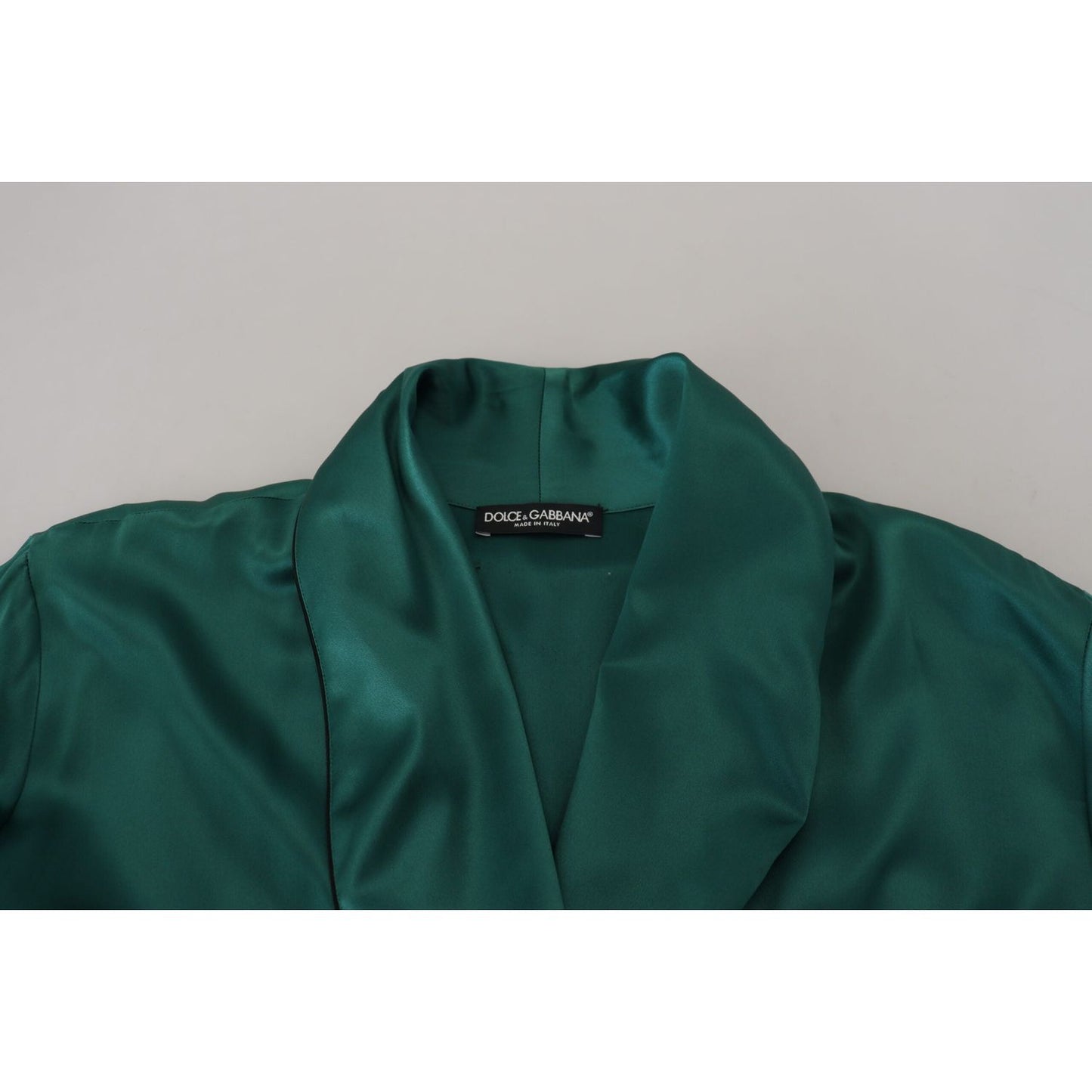Dolce & Gabbana Green Silk Waist Belt Robe Sleepwear JKT3588-46