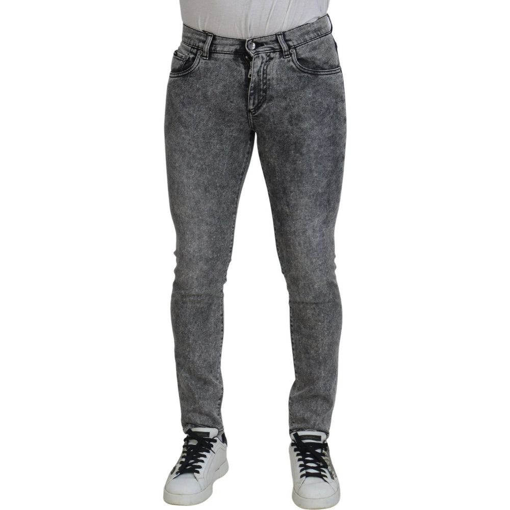 Dolce & Gabbana Grey Washed Cotton Slim Fit Men Denim Jeans PAN74729-44