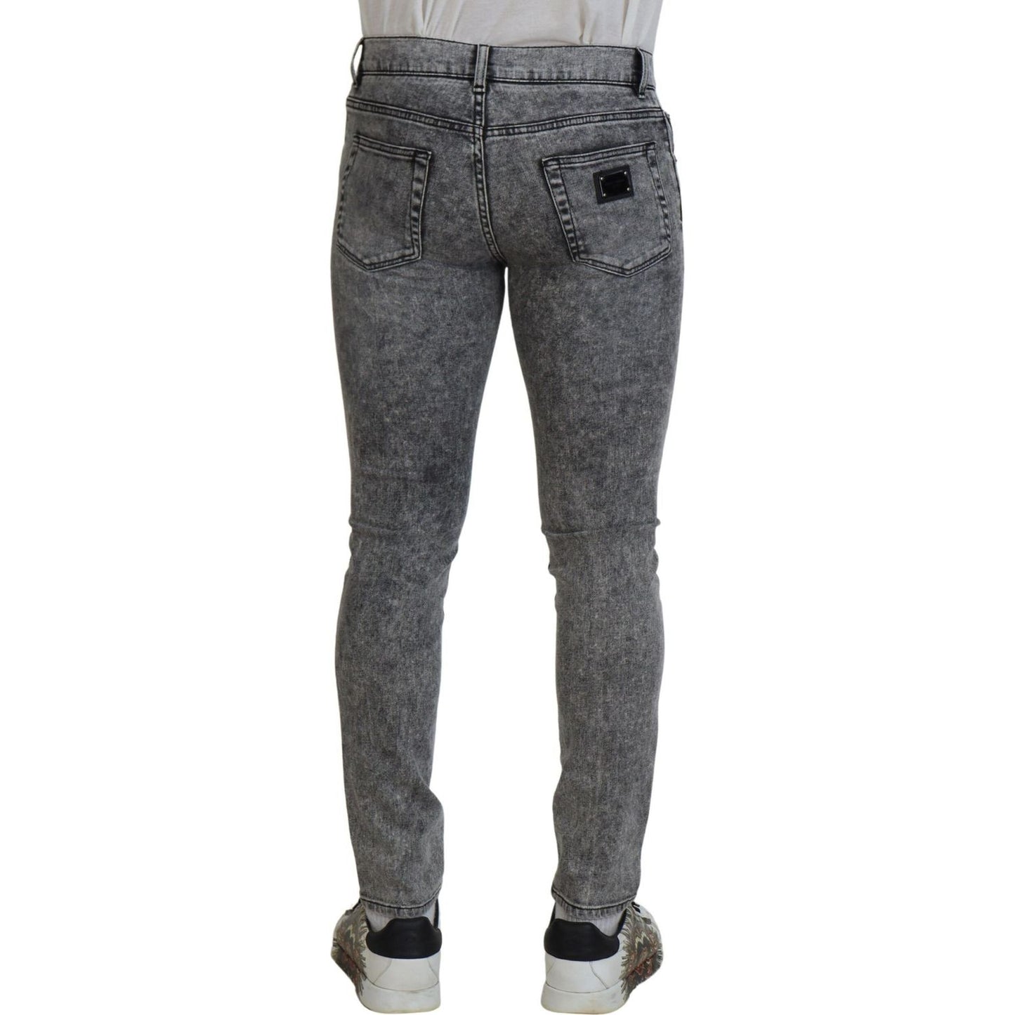 Dolce & Gabbana Grey Washed Cotton Slim Fit Men Denim Jeans PAN74729-44