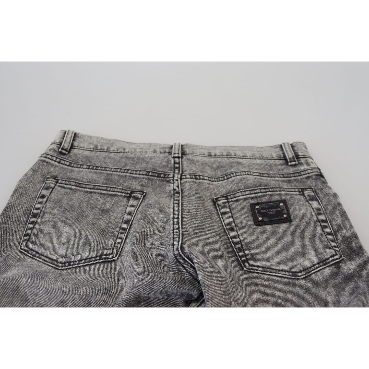 Dolce & Gabbana Grey Washed Cotton Slim Fit Men Denim Jeans PAN74729-44