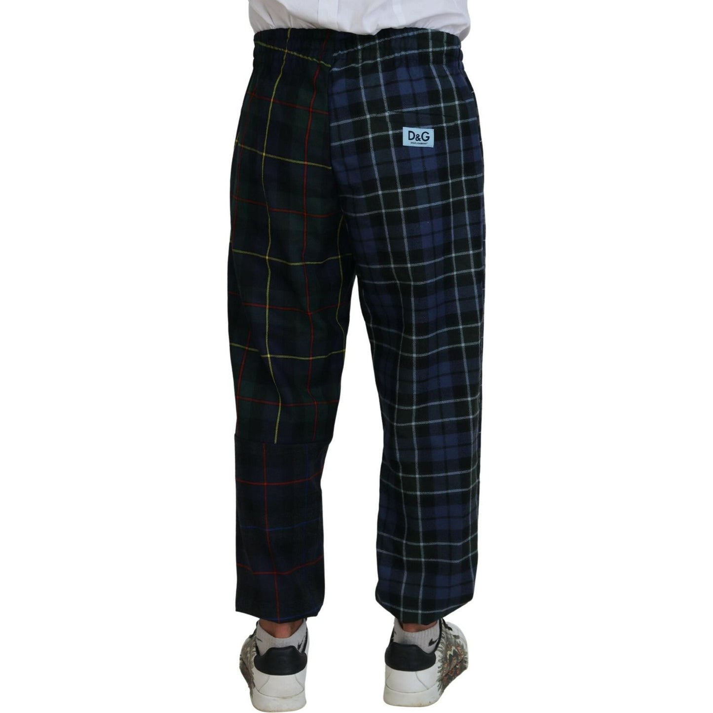 Dolce & Gabbana Multicolor Checkered Wool Men Jogger Pants PAN74780-48