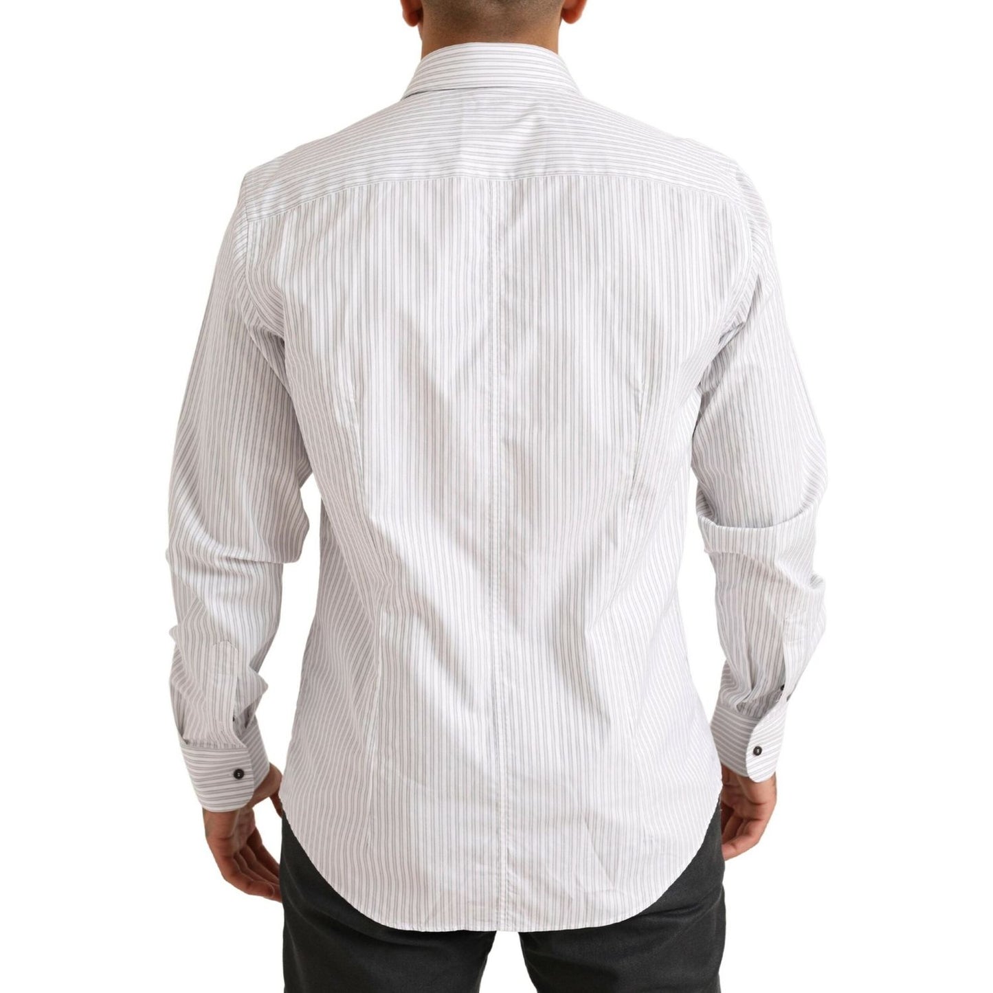 Dolce & Gabbana White MARTINI Cotton Stripe Dress Formal Shirt TSH84106-38