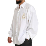Dolce & Gabbana White Logo Cotton Casual Long Sleeves Shirt TSH84139-41
