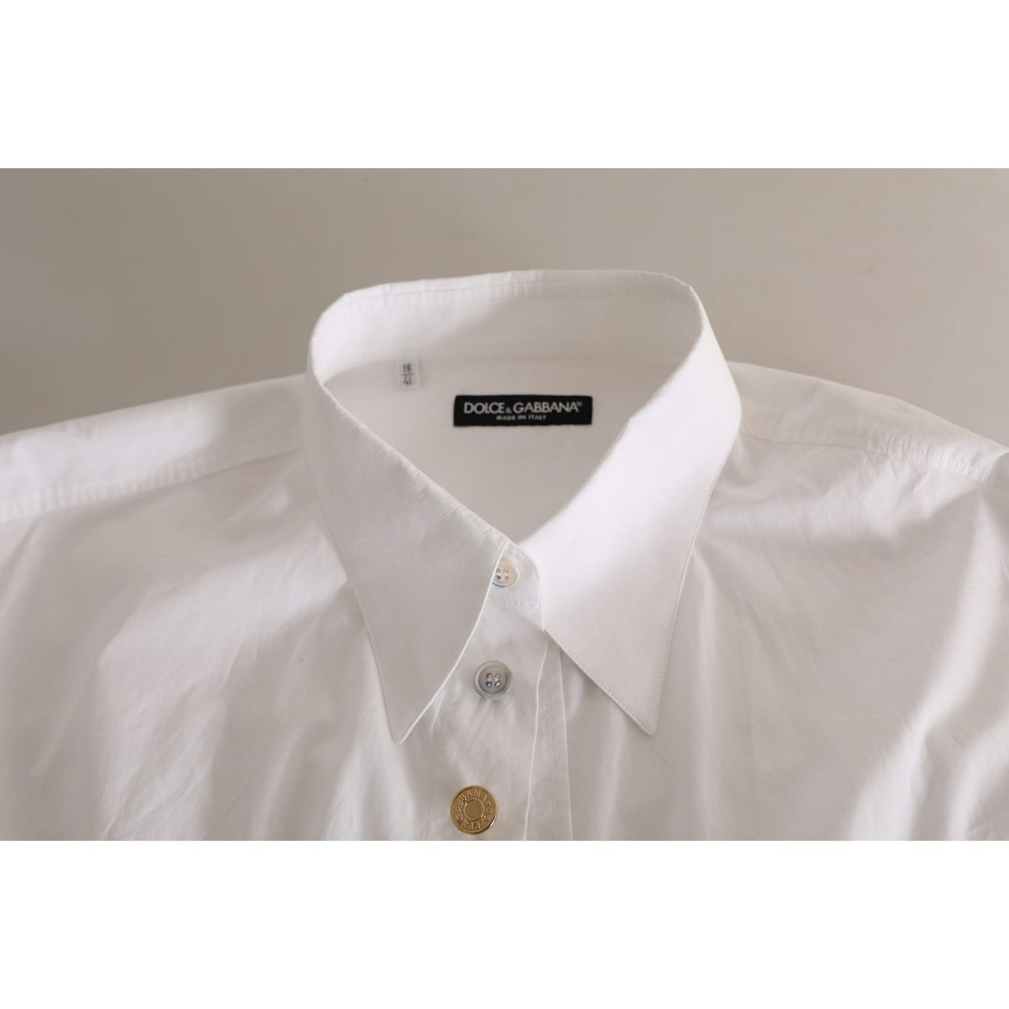 Dolce & Gabbana White Logo Cotton Casual Long Sleeves Shirt TSH84139-41