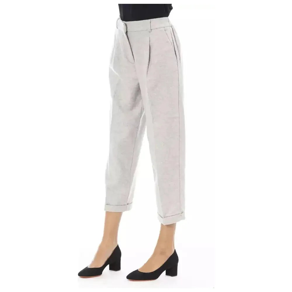Alpha Studio Gray Wool Women Pants