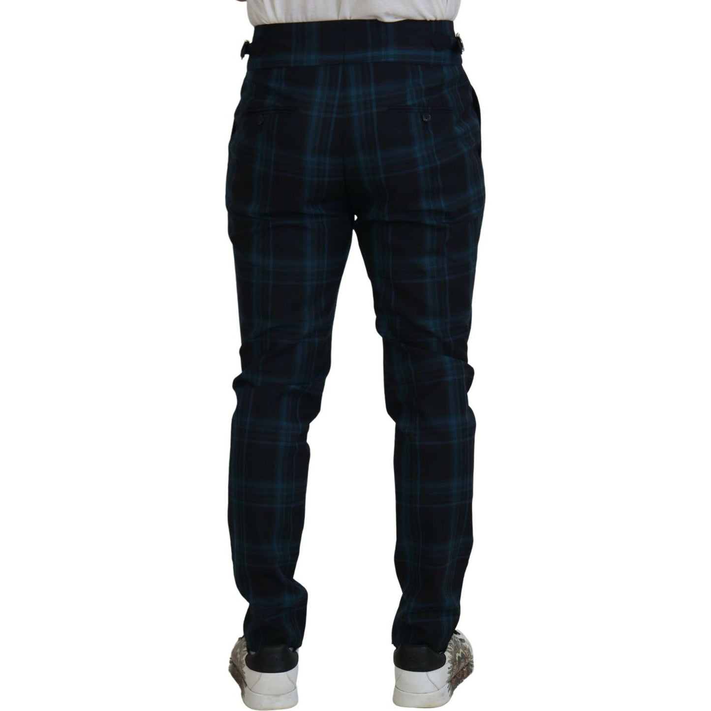Dolce & Gabbana Blue Purple Plaid Wool Trousers Pants PAN74704-44