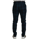 Dolce & Gabbana Blue Purple Plaid Wool Trousers Pants PAN74704-44