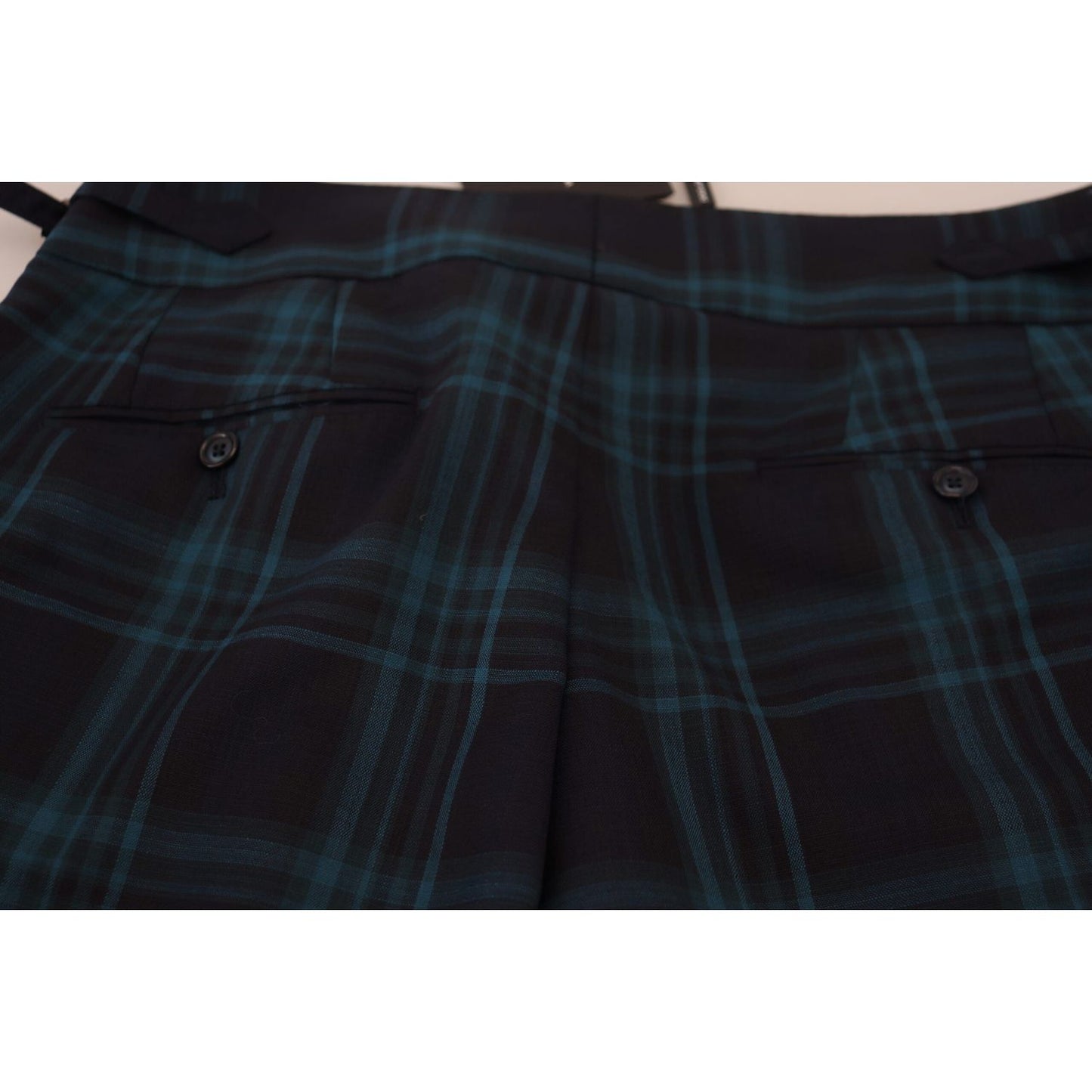 Dolce & Gabbana Blue Purple Plaid Wool Trousers Pants PAN74704-44