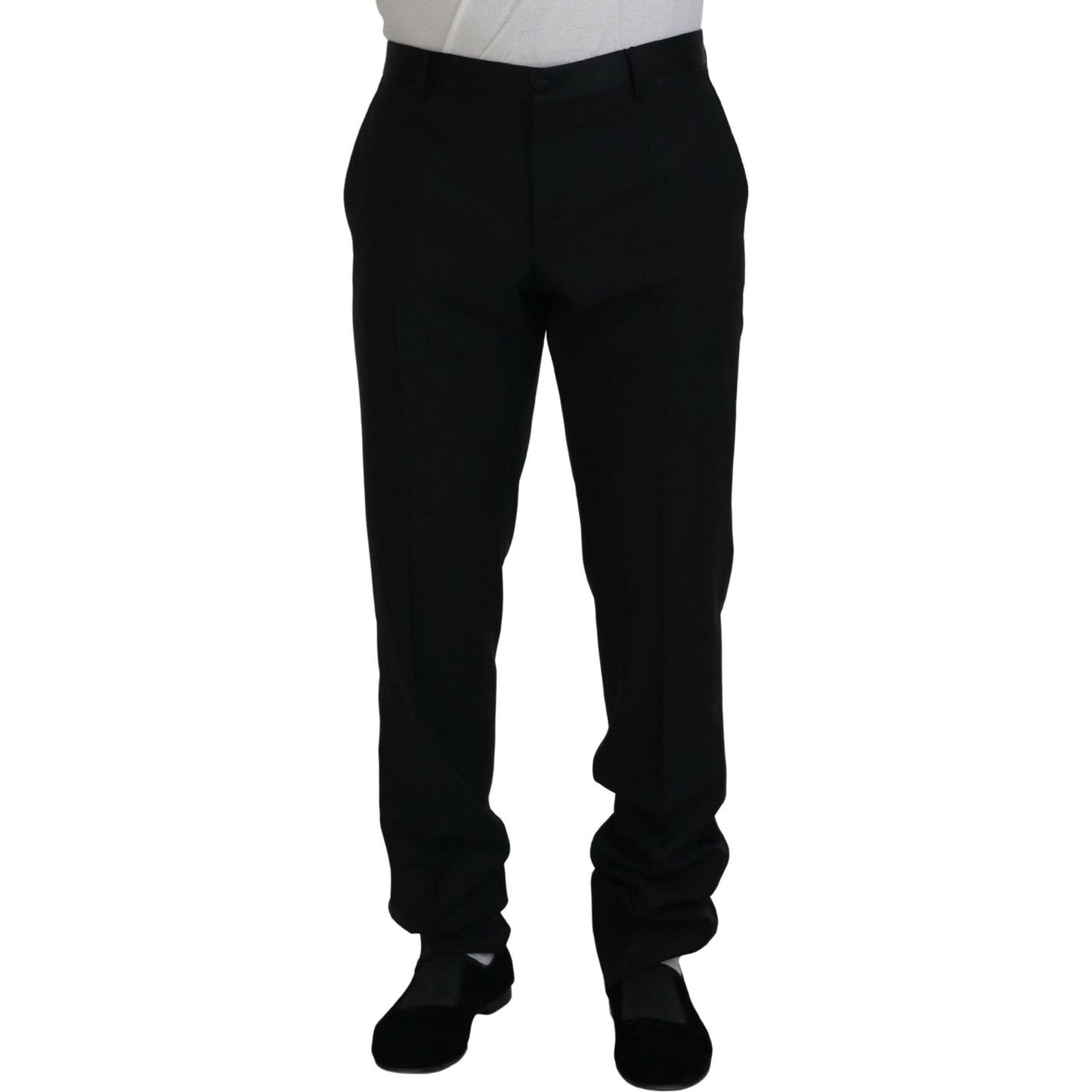Dolce & Gabbana Black Dress Wool Silk Trouser Pants PAN74726-54