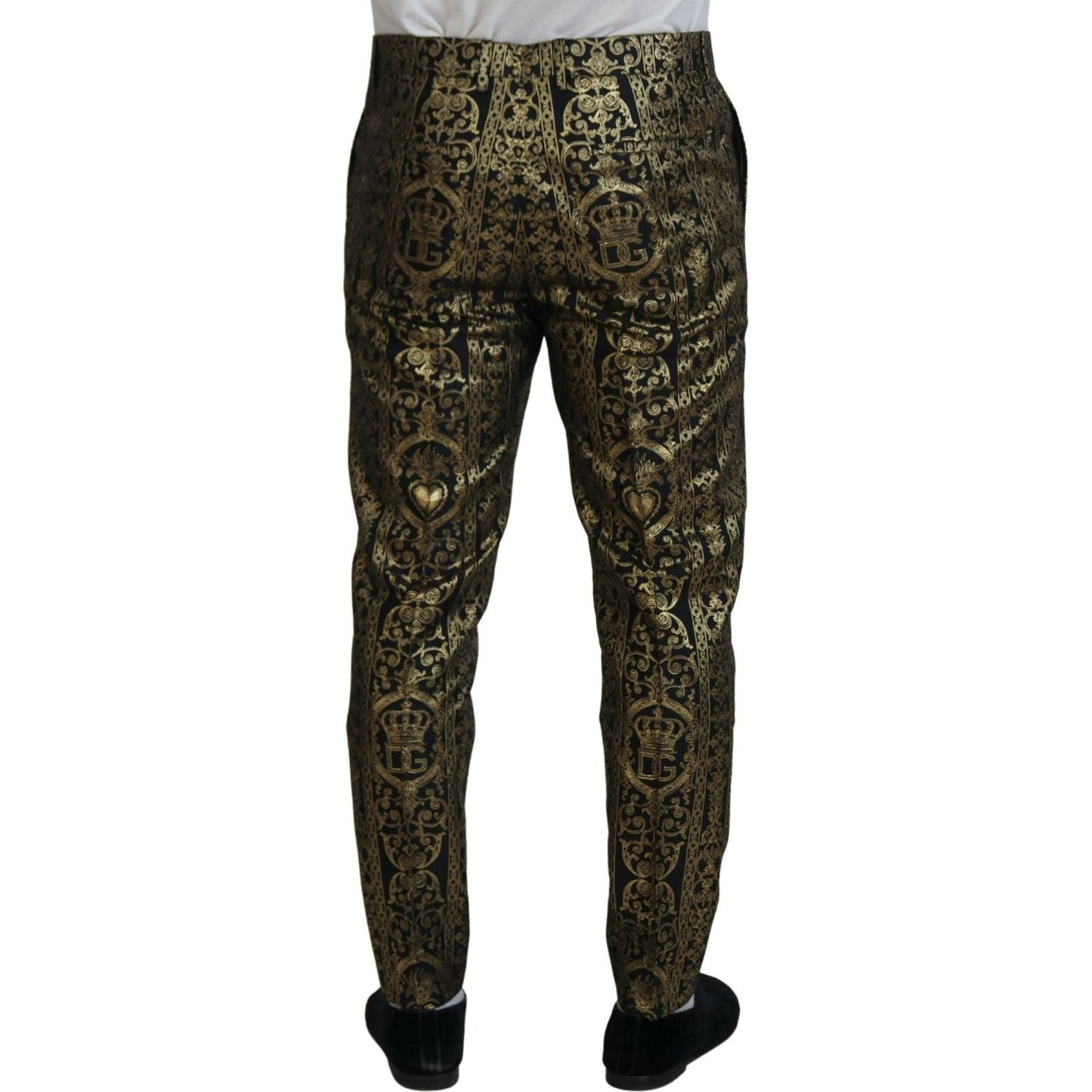 Dolce & Gabbana Black Gold Jacquard Dress Trouser Pants PAN74727- 48