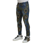 Dolce & Gabbana Blue Medal Print Slim Fit Cotton Jeans PAN74750-46