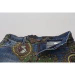 Dolce & Gabbana Blue Medal Print Slim Fit Cotton Jeans PAN74750-46