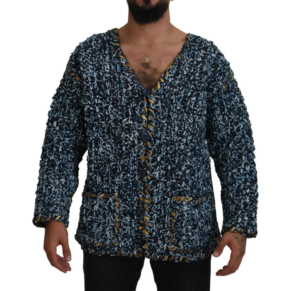 Dolce & Gabbana Blue Button Cardigan Fatto A Mano Sweater TSH83878- M