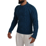 Dolce & Gabbana Blue Knitted Wool Alpaca Pullover Sweater TSH83882-44