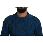 Dolce & Gabbana Blue Knitted Wool Alpaca Pullover Sweater TSH83882-44