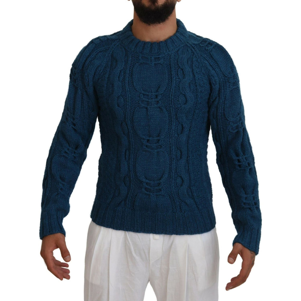 Dolce & Gabbana Blue Knitted Wool Alpaca Pullover Sweater TSH83882-44