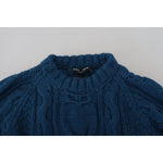 Dolce & Gabbana Blue Knitted Wool Alpaca Pullover Sweater TSH83882-44