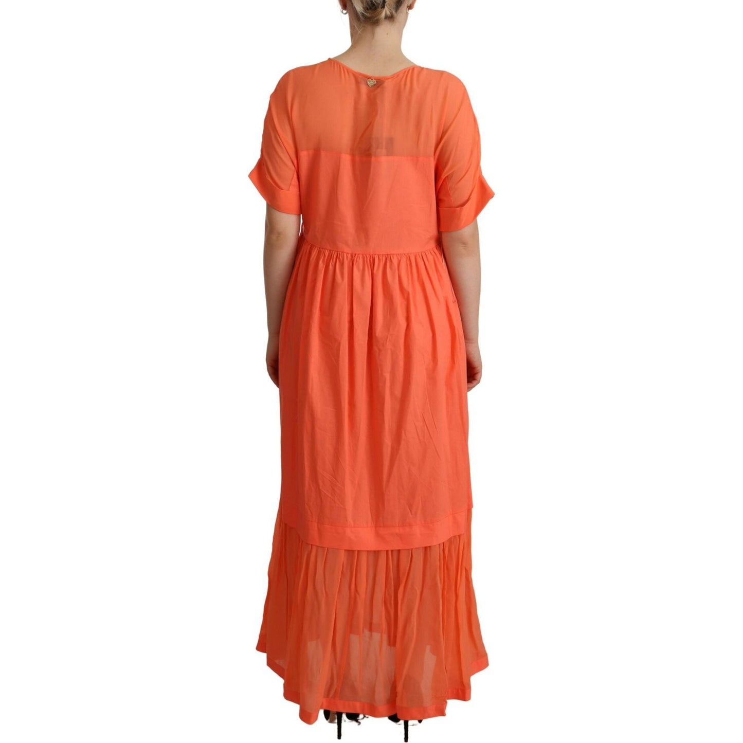 Twinset Coral Cotton Blend Short Sleeves Maxi Shift Dress DR28479-44