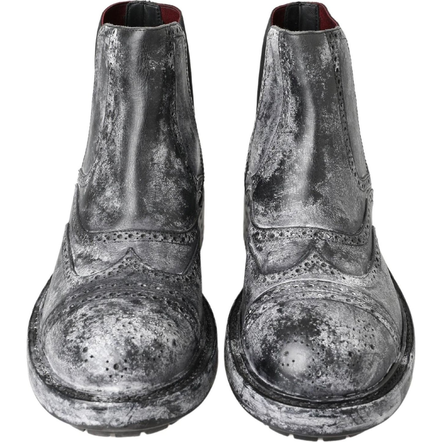 Dolce & Gabbana Black Gray Leather Ankle Boots MV5047-39